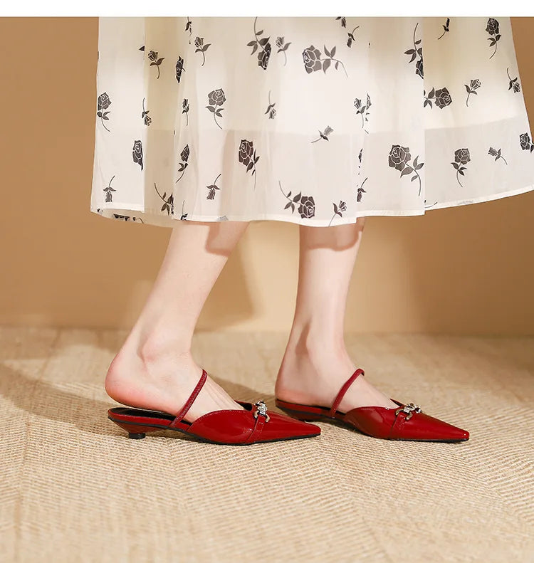 Low Shoes ' Slippers Pointed Toe Butterflyknot Flat Spring Pu Rubber Strange Style Shoes Woman Butterflyknot Slipp