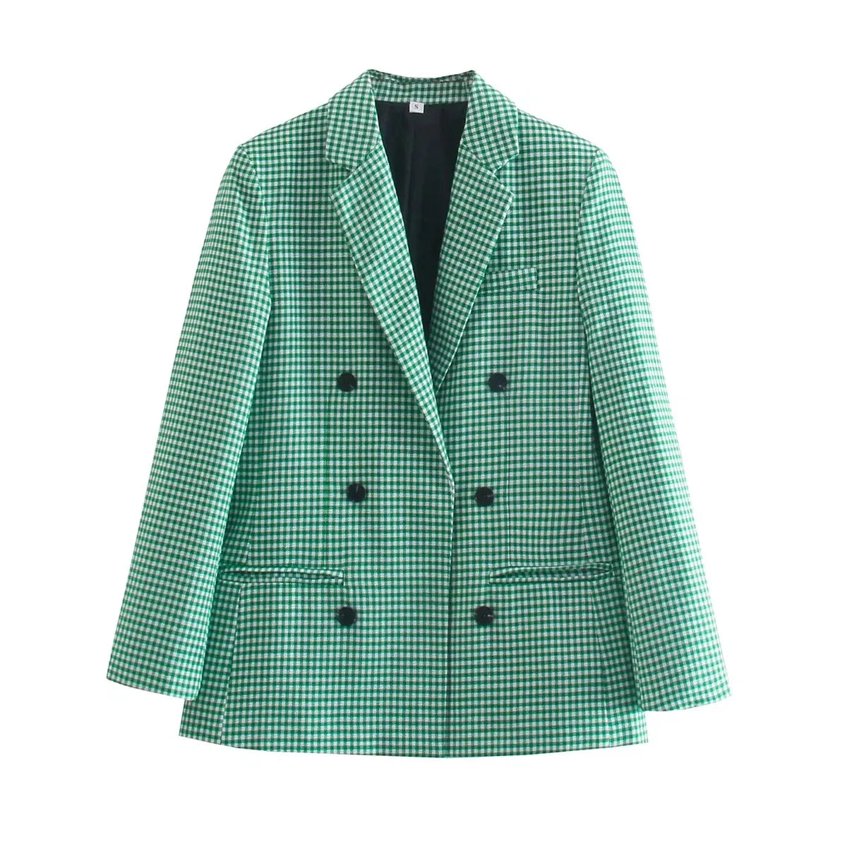 Autumn Plaid Blazer for Office Outfits New in Jacket Double Breasted Coat Oversized Blazer De Mujer