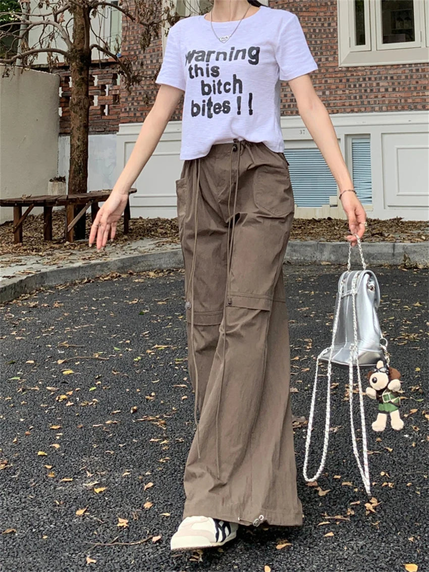 Low Waist Loose Pants Summer Daily New Wide Leg Minimalist All Match Slim Sports