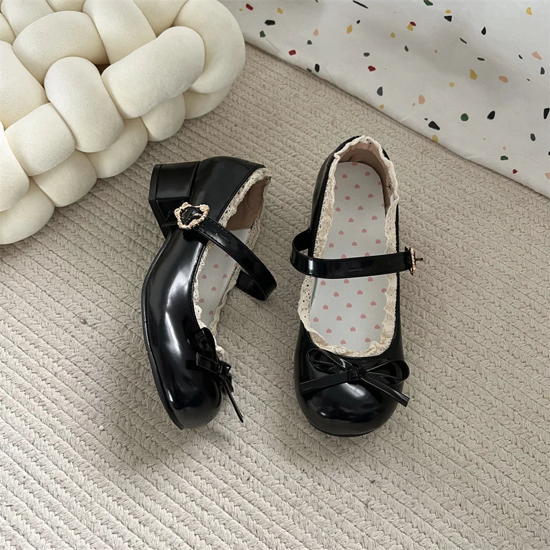 Jk Mary Jane Shoes Causal Shallow Butterflyknot Shoes Spring Autumn Female Leather Shoes