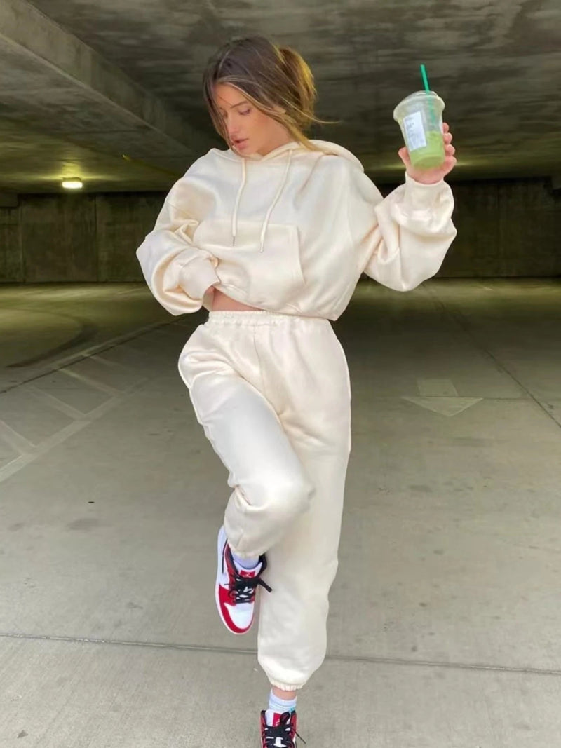 New Hoodies Suit Winter Spring Tracksuit Two Pieces Set Sports Pullover Sweatpants Sweatshirt Mujer