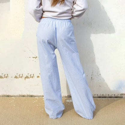 Y2k Blue Striped Pants Oversized Harajuku Korean Old Money Baggy Pink Trousers Woman Summer Thin