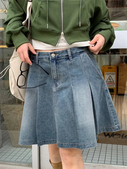 Denim Skirt for High Waist Aline Jupe Faldas Mujer Korean Y2k Mini Skirts