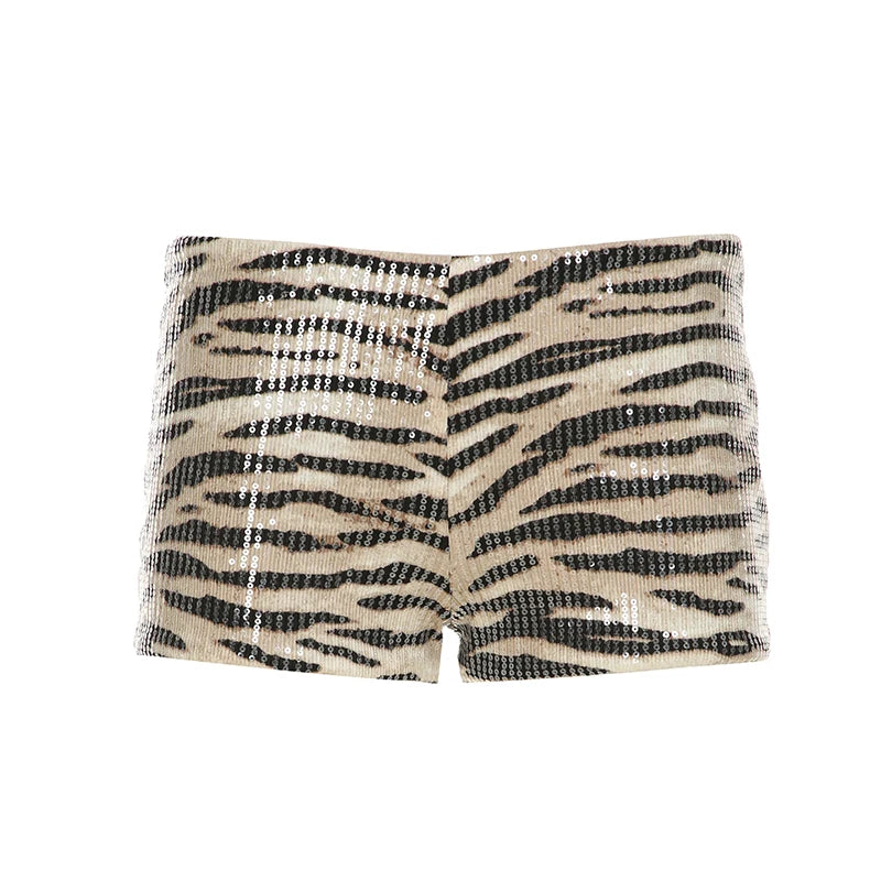Leopard Hottie Sequin ��s Short Hotsweet Street Style Pants
