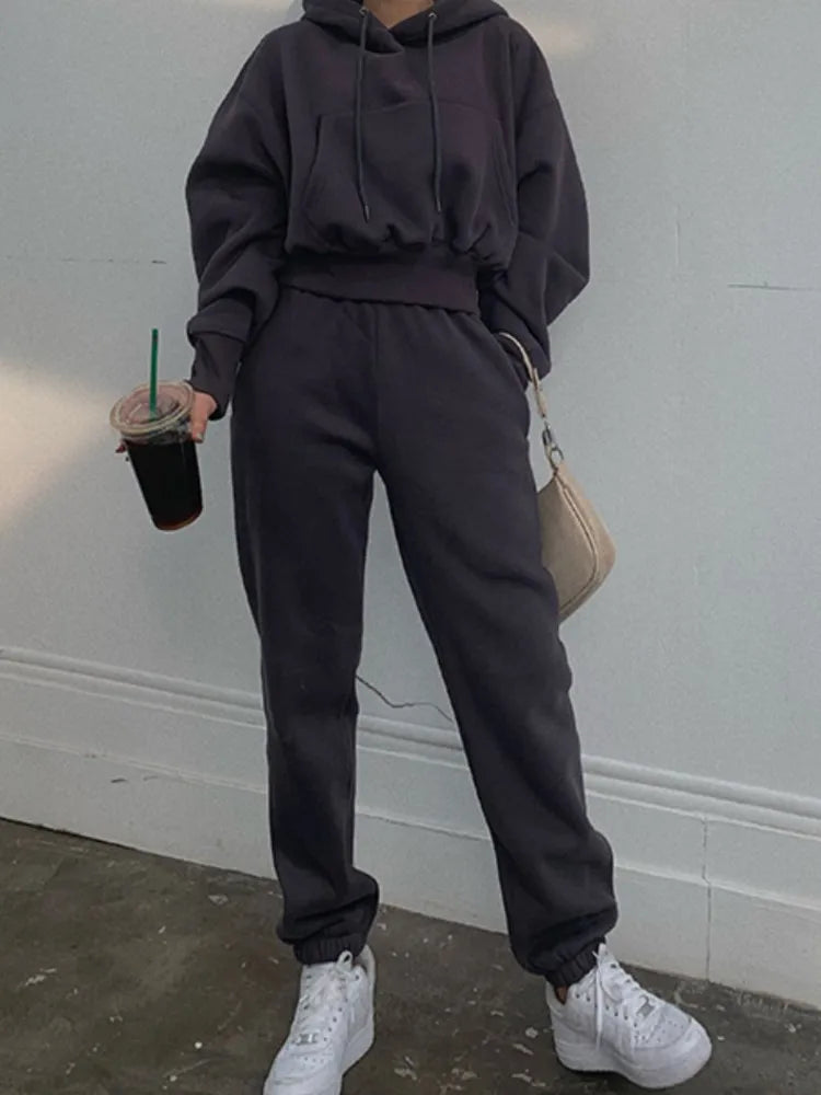 New Hoodies Suit Winter Spring Tracksuit Two Pieces Set Sports Pullover Sweatpants Sweatshirt Mujer