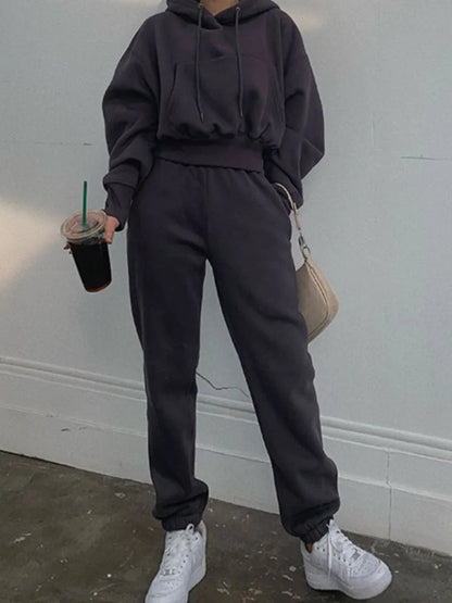 New Hoodies Suit Winter Spring Tracksuit Two Pieces Set Sports Pullover Sweatpants Sweatshirt Mujer