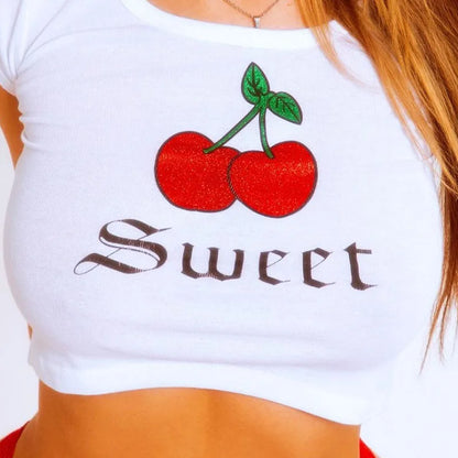 Instagram New Printed T-shirt Short Sleeved Short Top Y2k Summer Quick