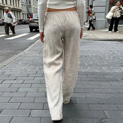 Comfy Loung Pants Tie Up Waist Wide Leg Trousers Y2k Striped Loose Pants Pajamas Sleepwear