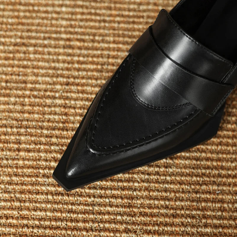 Cow Leather Pointed Toe Dress Shoes Strange Heel Pumps