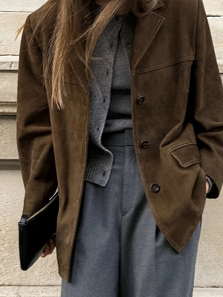 Turn Down Collar Suit Jacket for Long Sleeve Single Breasted Female Coats Autumn Office Suits