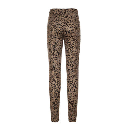 Y2k Gyaru Leopard ��s Long Pants Slim Fit Rave Trousers All-match American Retro Clothes