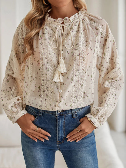 Printed Tassel Blouse