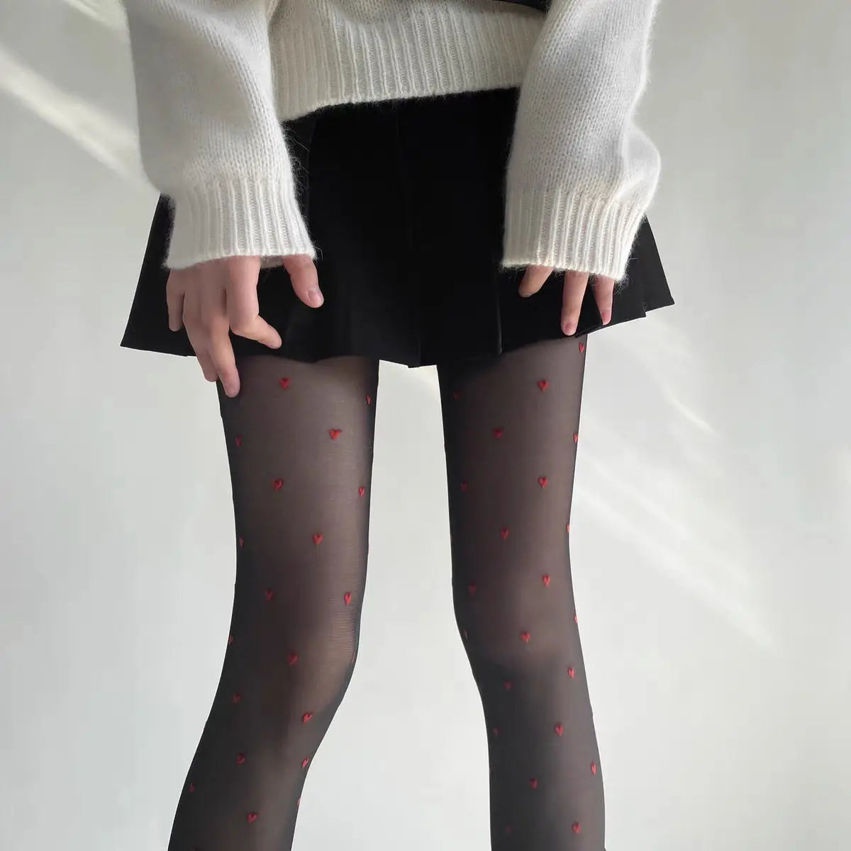 Purple Polka Dot Silk Socks Y2k Stockings Spring/summer Thin Thigh High Socks Transparency Black Tights Pantyhose