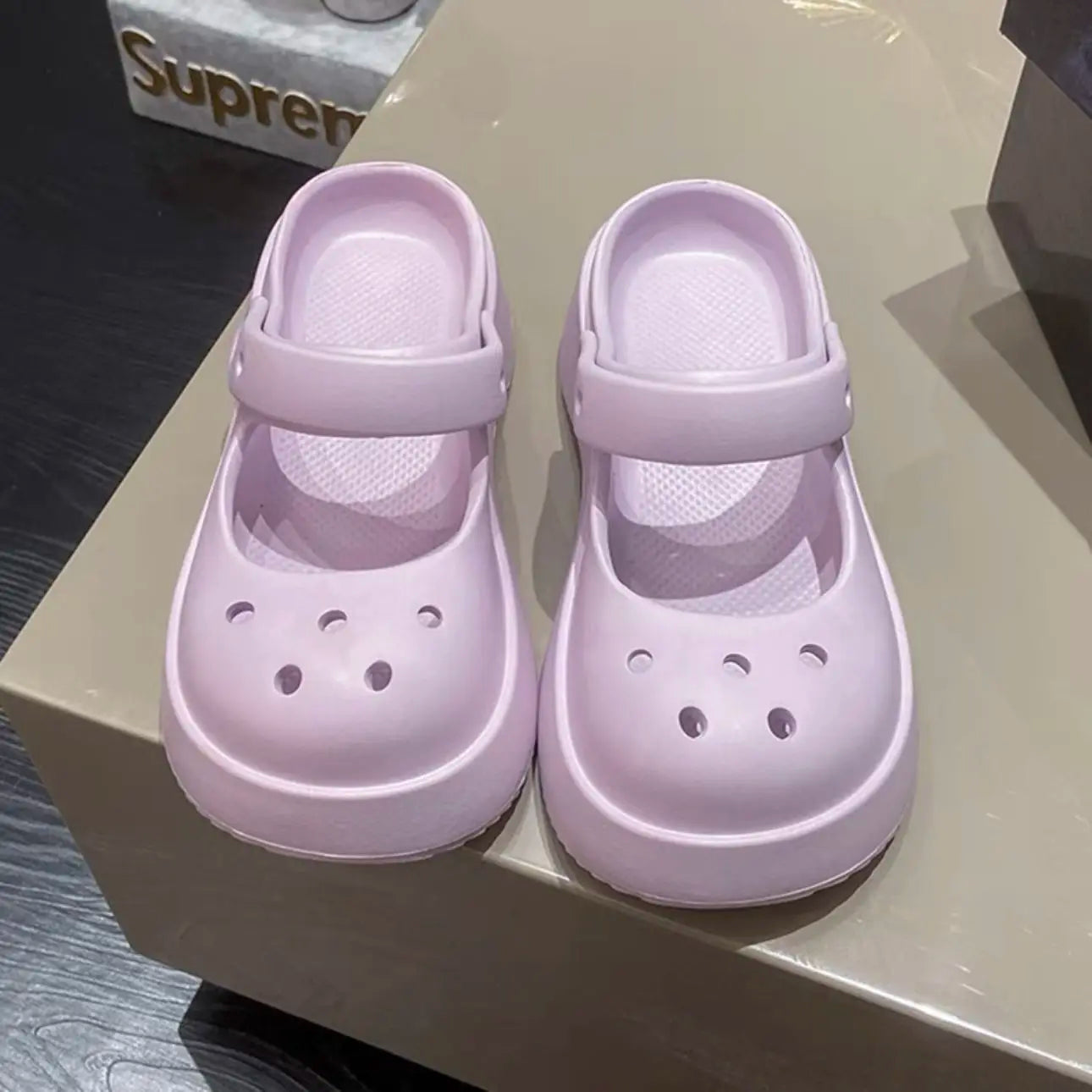 Platform Kawaii Slides Shoes White Summer Slippers and Sandals on Beach Thick Normal Top Designs Vip 39