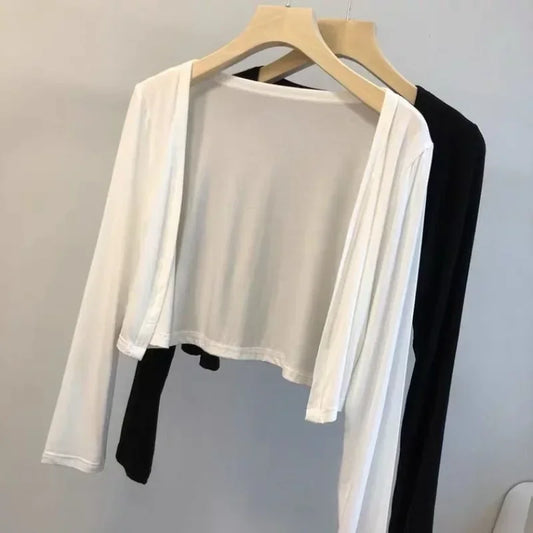 Thin Cardigan Long Sleeves Shirt Sun Protection Clothing Loose Air-conditioned Cover Up Front-open Tops