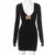 Plunge Slim Metallic Dress for Long Sleeve Mini Dress High Waist Autumn Club Party Dress