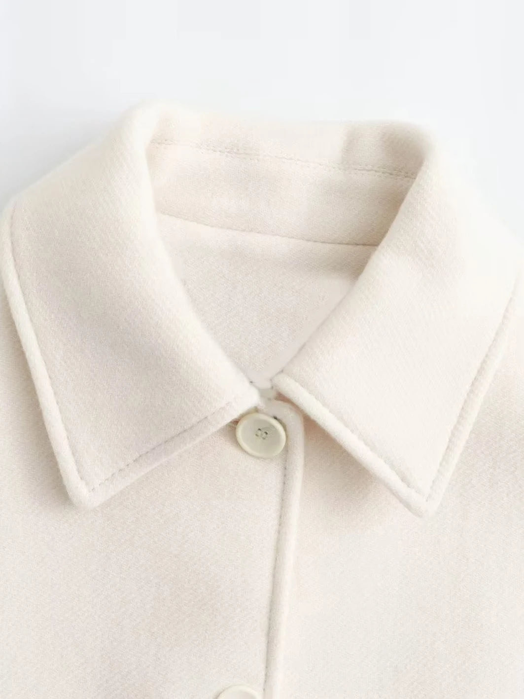Color Cropped Jacket Woman Spring Turn Down Collar Single Breasted Long Sleeve Coat New Outerwear Tops