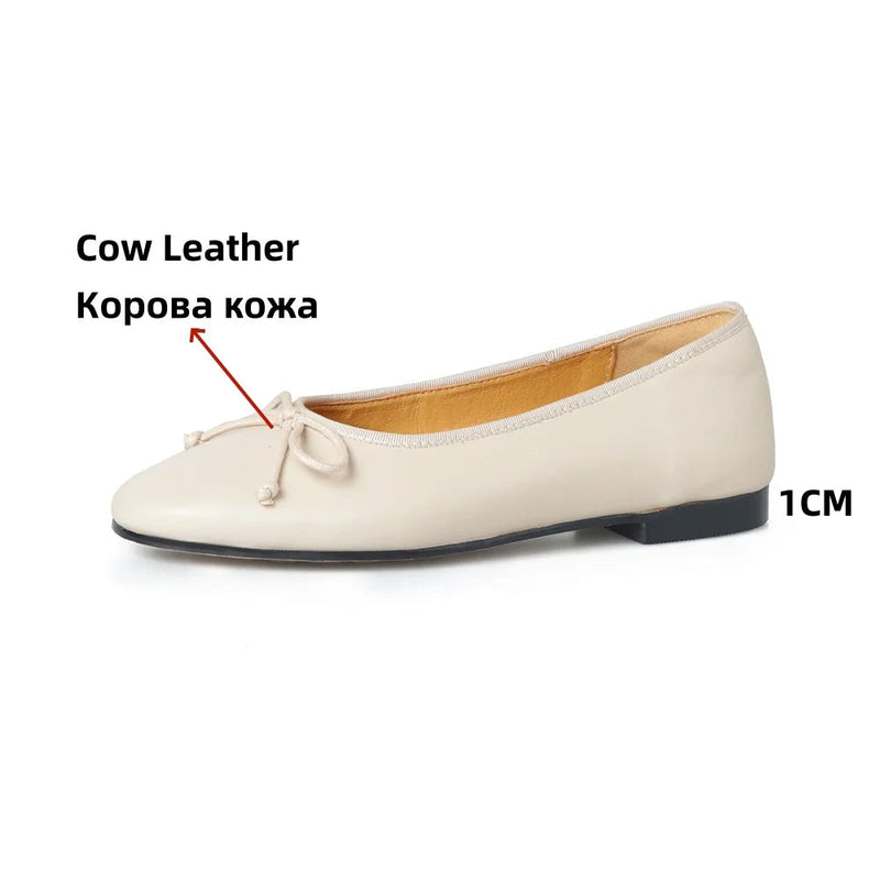 New Woman Ballet Flat Bottom Comfort Black White Leopard Loafers Genuine Leather Quality Flats