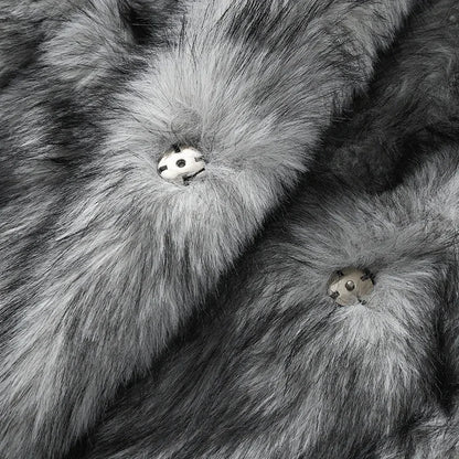 Brand Runway Fluffy Faux Fur Coat Luxurious Fox Fur Stand Collar Short Jacket Winter Overcoat