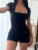 Backless Square Collar Skinny Short Sleeve Bodycon Rompers Playsuits