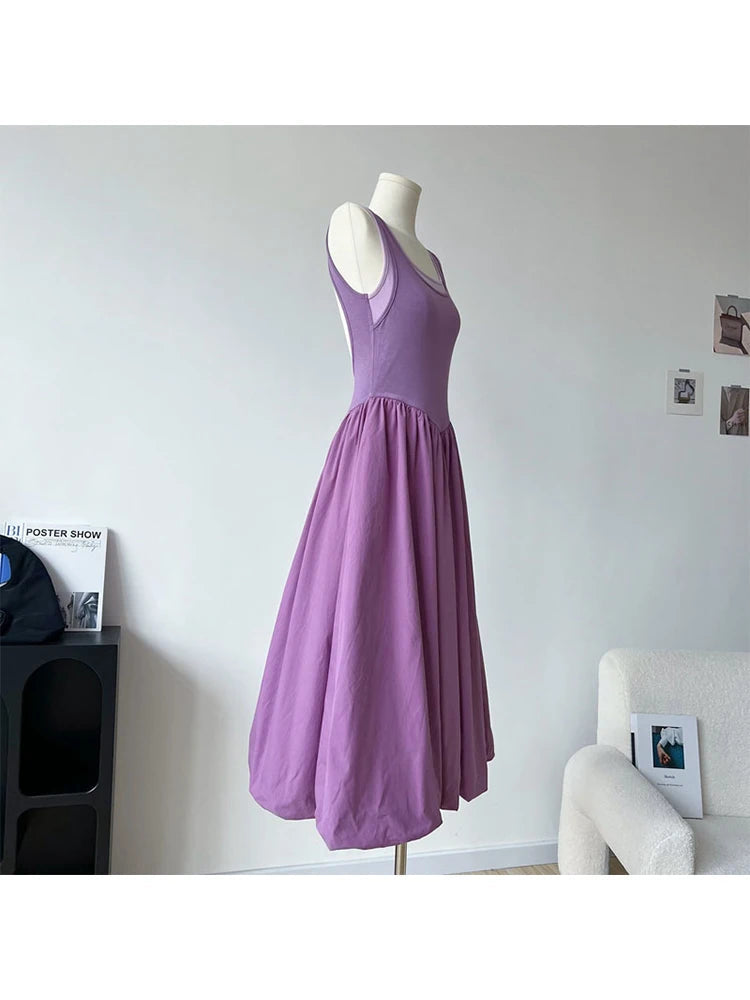 Summer Evening Color Backless Maxi Dress Long Party Frocks Coquette Patchwork Aline Onepiece Korean