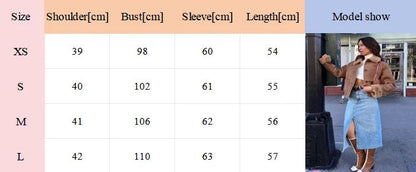 Color Thicken Lapel Short Jacket Winter New Woman Single Breasted With Pockets Coat High Street Outerwear