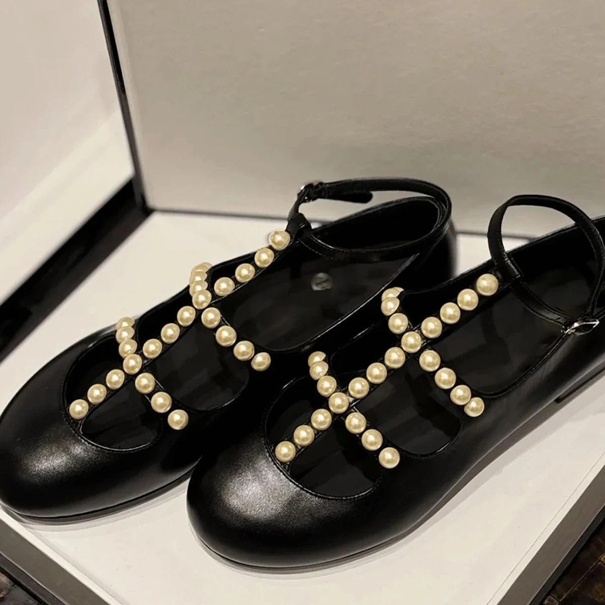Pearl Tshaped Ballet Shoes for , Shallow Mouthed Flat Bottomed Mary Jane Shoes, Fairy Round Toe Single Shoes