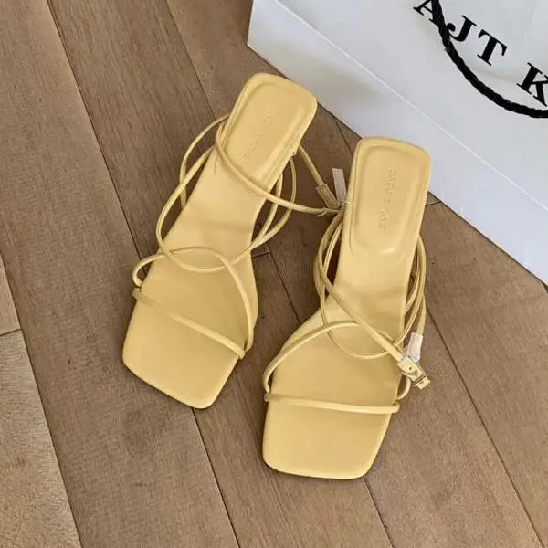 Shoes Sandals Stiletto Heels Suit Female Beige Allmatch Low New Comfort High Retro Summer