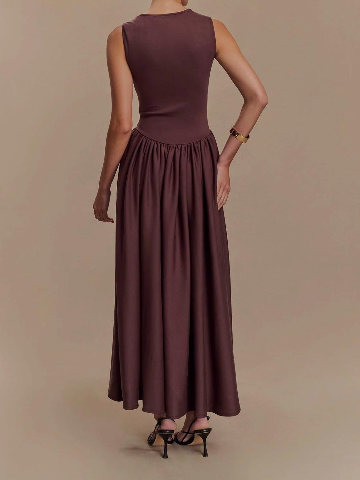 Sharon Midi Dress - Cacao Brown