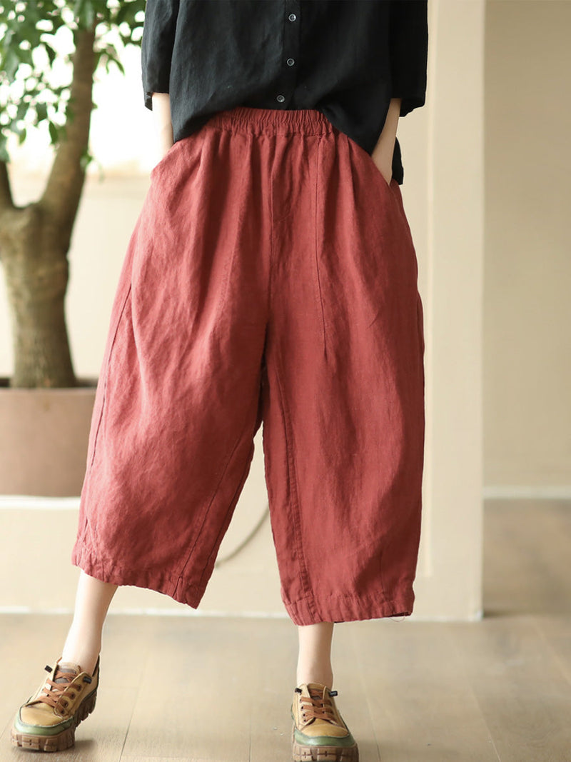 Summer Retro Linen Loose Harem Pants Fd009