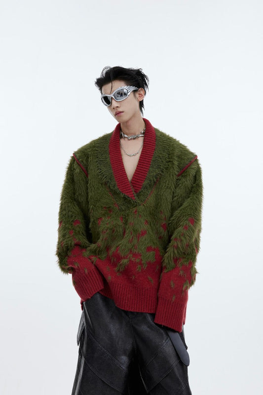 Gradient V-neck Knit Sweater