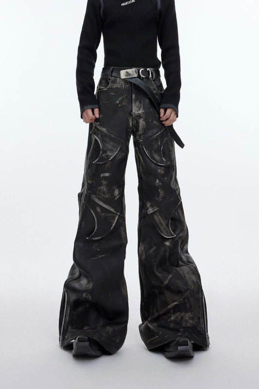 Embroidered Leather Pants