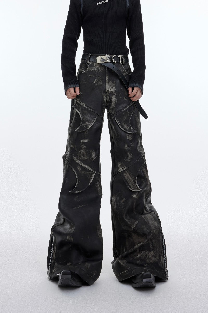Embroidered Leather Pants