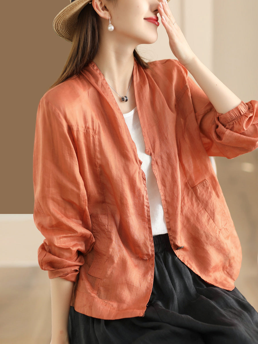 Summer Ramie Thin Cardigan Shirt Coat Sc1056