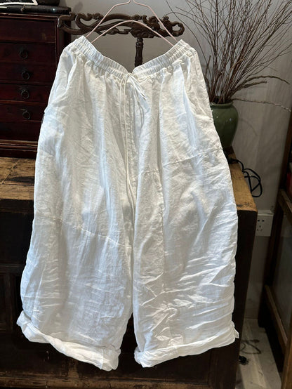 Artsy Loose Ramie Wie-leg Pants As1002
