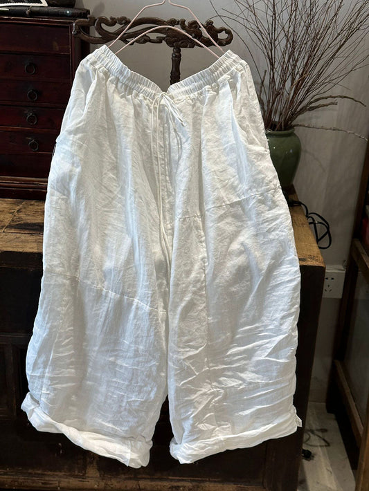 Artsy Loose Ramie Wie-leg Pants As1002