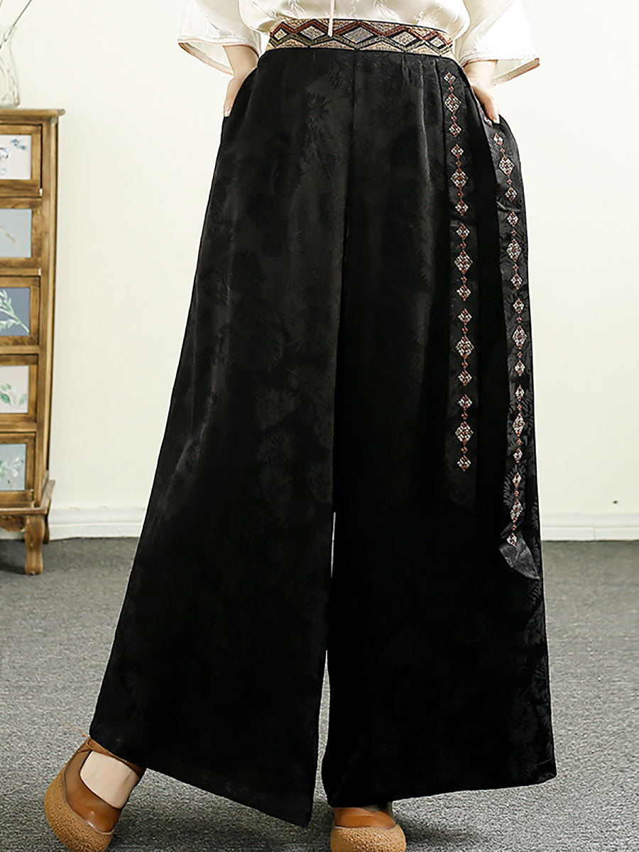Summer Jacquard Spliced Wide-leg Pants Cv1009
