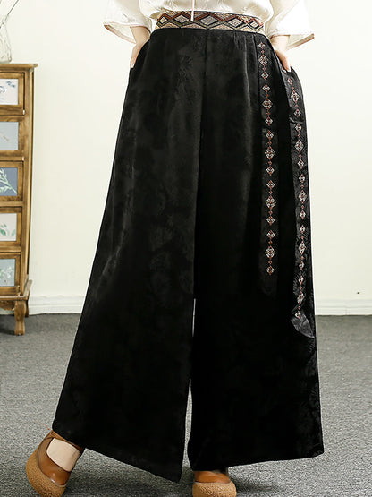 Summer Jacquard Spliced Wide-leg Pants Cv1009