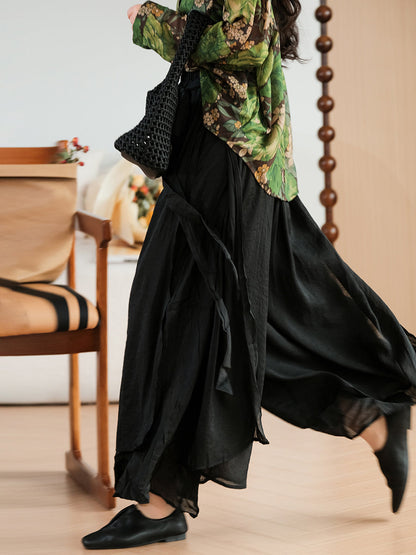 Artsy Dual-layer Strap Wide-leg Pants Pa1037