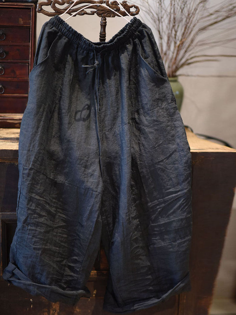 Artsy Loose Ramie Wie-leg Pants As1002