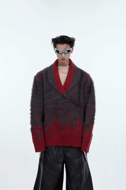 Gradient V-neck Knit Sweater