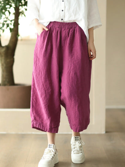 Summer Retro Linen Loose Harem Pants Fd009