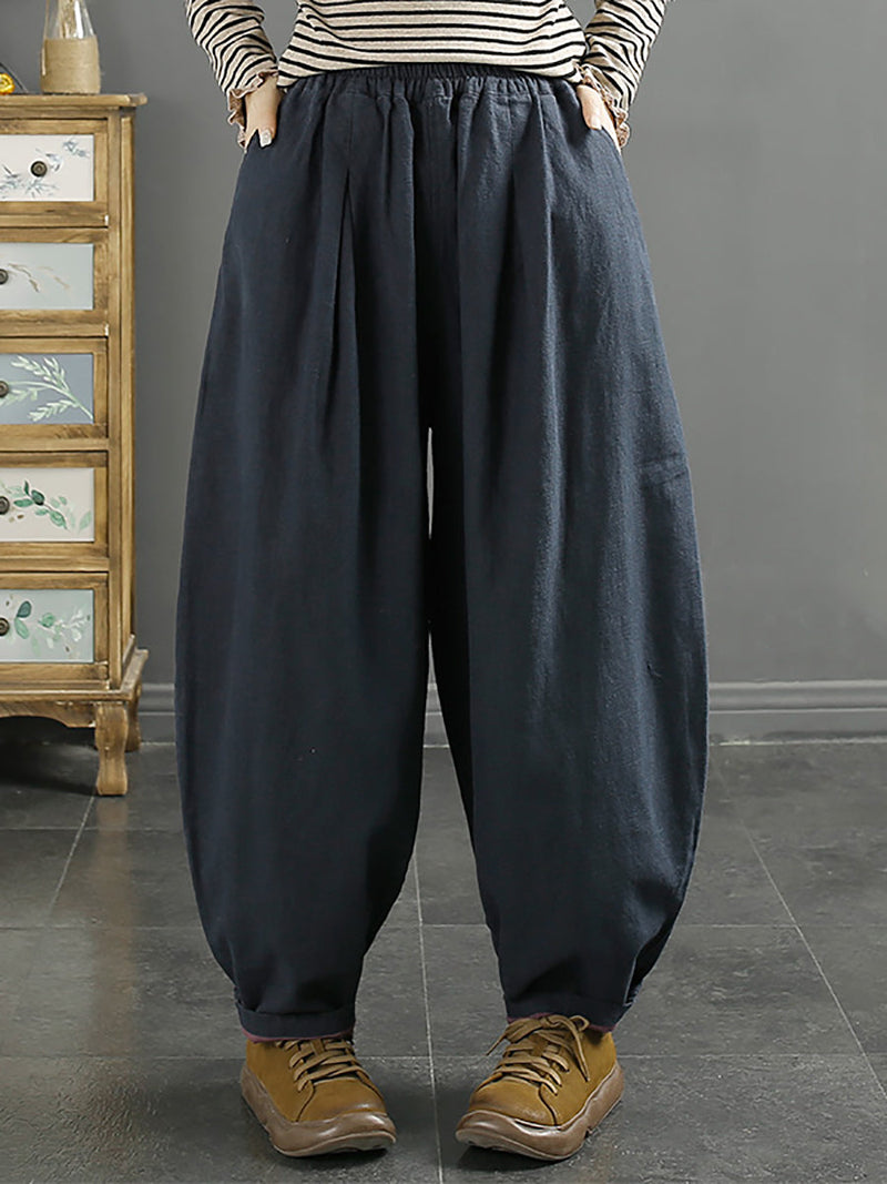 Autumn 100%linen Pure Color Harem Pants At1072