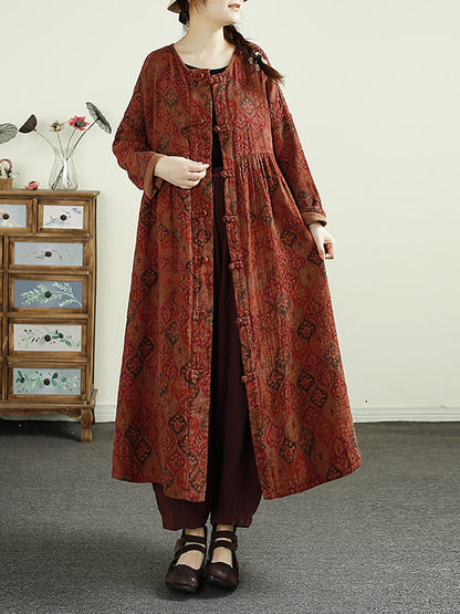 Flower Button Linen Shirt Coat Ai1017