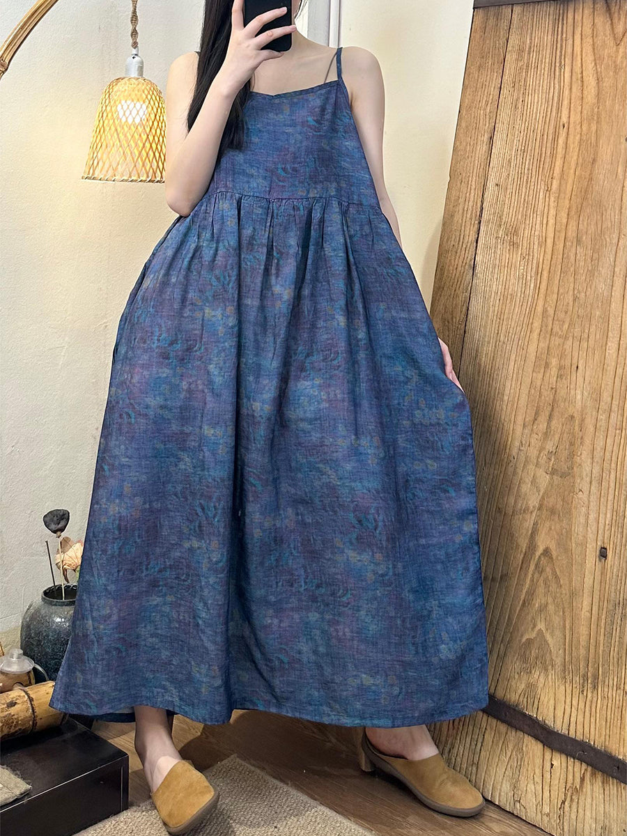 Summer Artsy Ramie Maxi Dress As1021