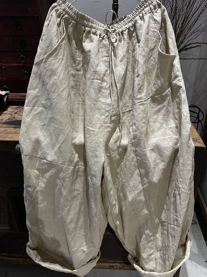 Artsy Loose Ramie Wie-leg Pants As1002