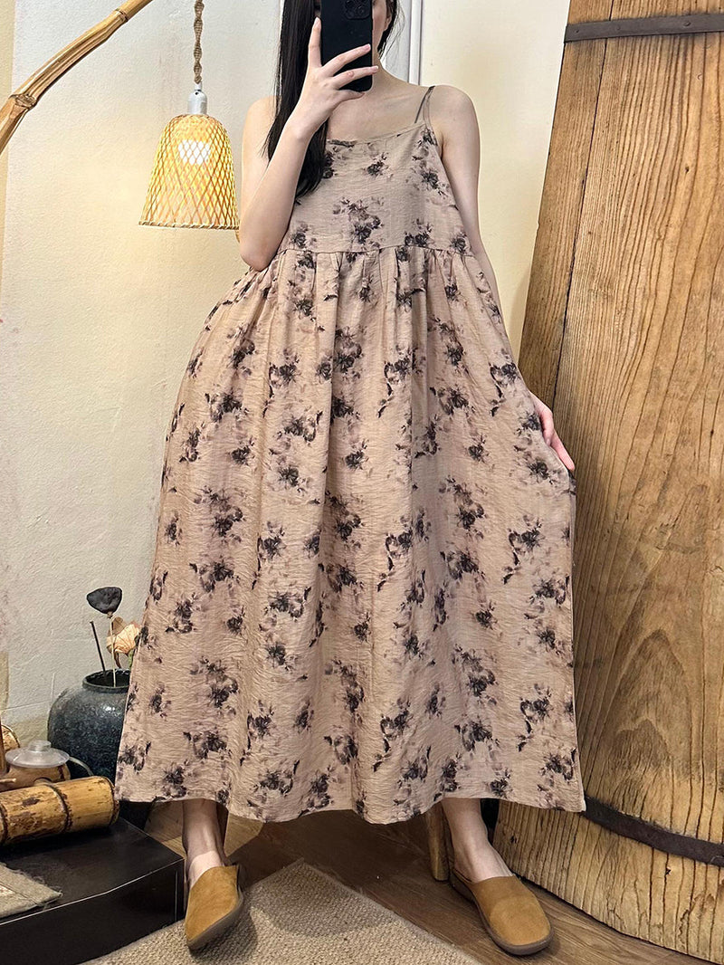 Summer Artsy Ramie Maxi Dress As1021
