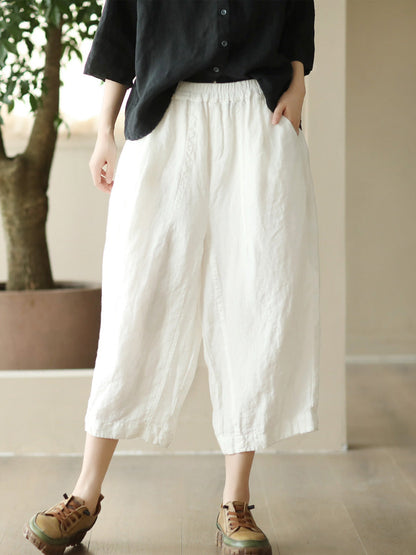 Summer Retro Linen Loose Harem Pants Fd009