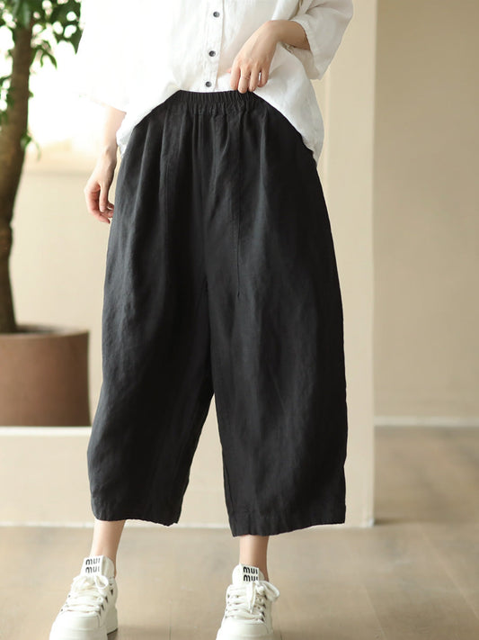 Summer Retro Linen Loose Harem Pants Fd009