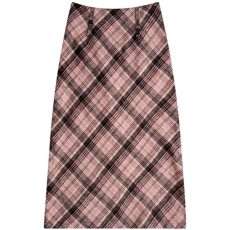 Pink Tartan Midi Skirt